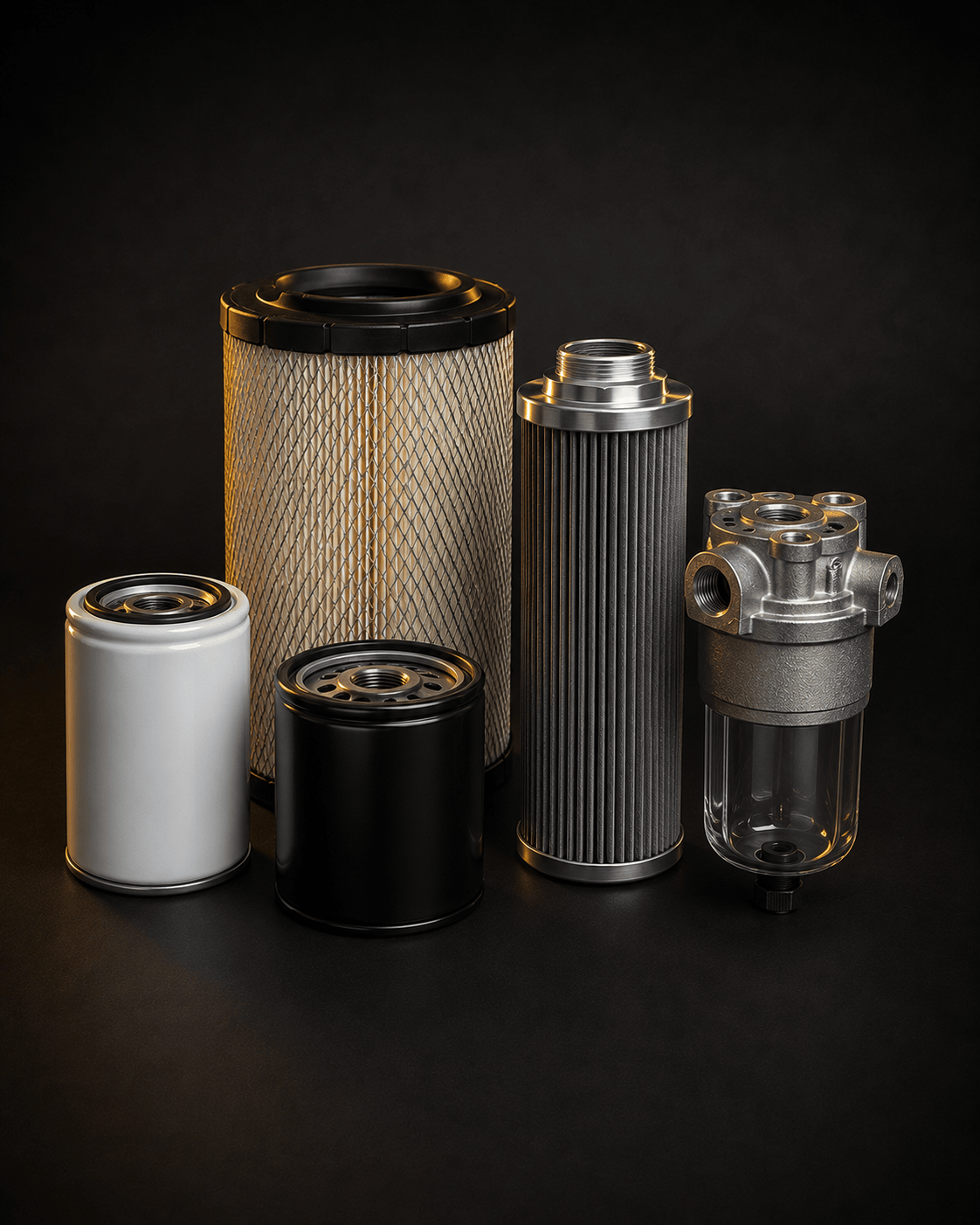 Fuel, oil, hydraulic, air & separator filters